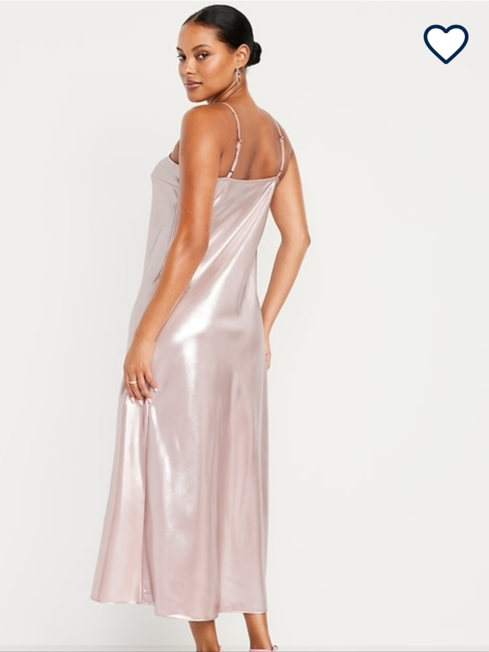 NWT Old Navy Shine Satin Slip Maxi Dress in Light Pink - Picture 2 of 4